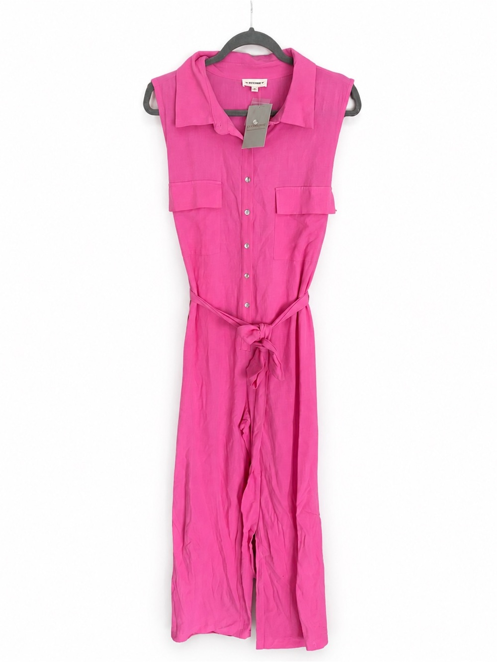 eesome Hot Pink Utility Jumpsuit NWT Wide Leg Button Front